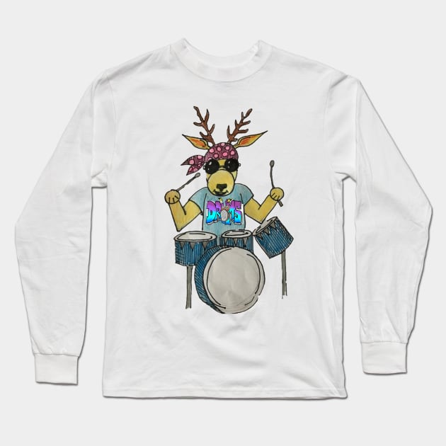 Reindeer,christmas,drummer,turkey by LowEndGraphics Long Sleeve T-Shirt by LowEndGraphics